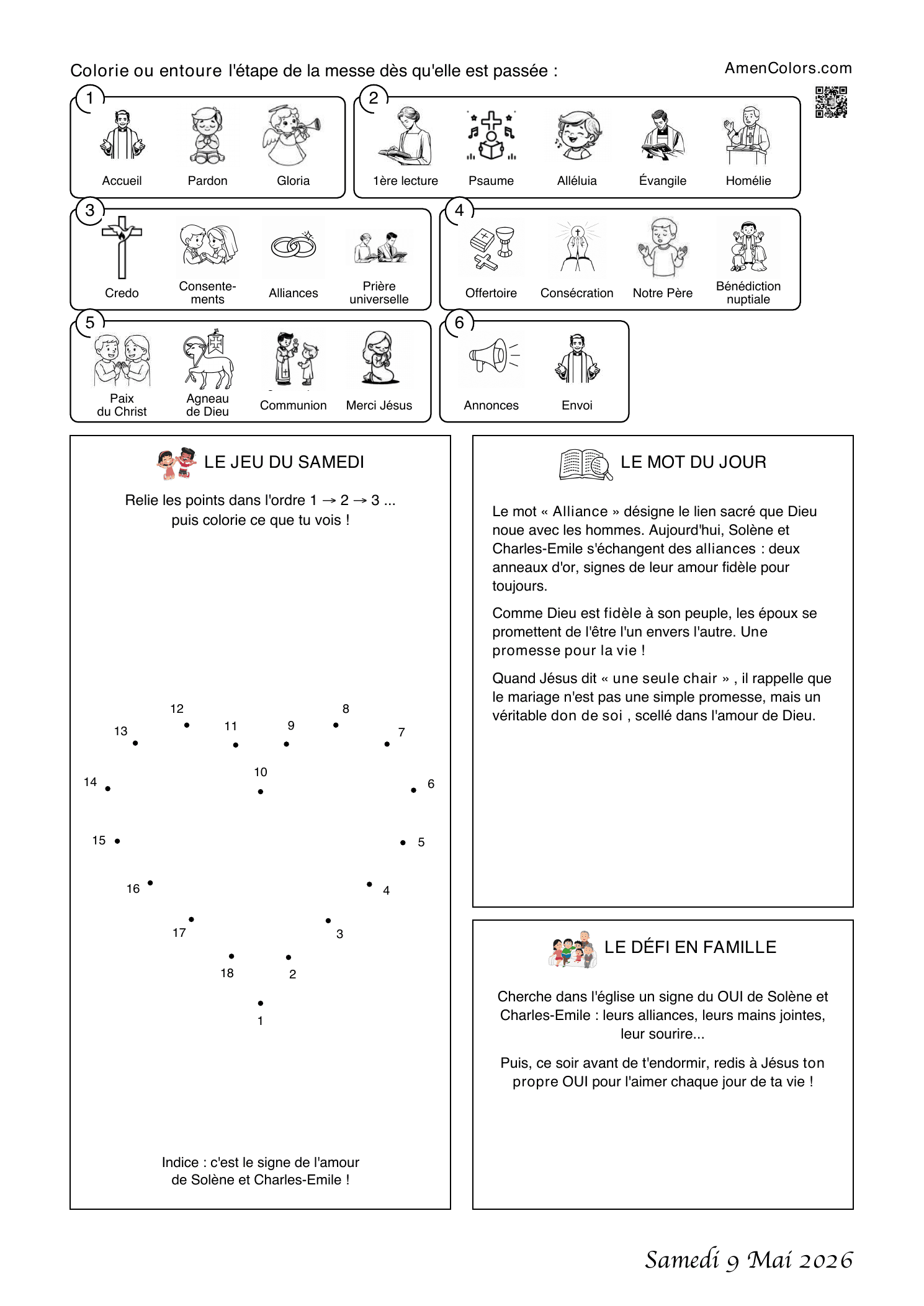 Deuxième page du coloriage de mariage de Solène