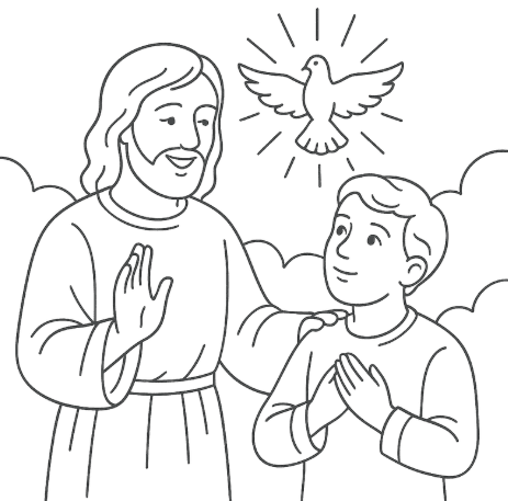 Coloriage Jésus explique