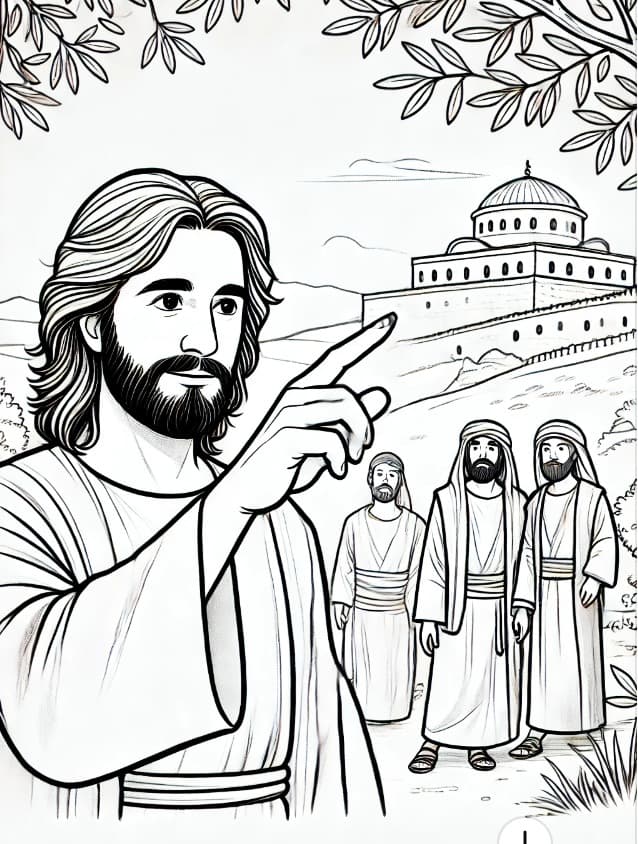 Coloriage Jésus montre le chemin